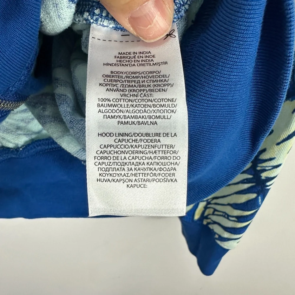 Polo Ralph Lauren Hoodie‎ M Blue Tropical Floral Zip Up Y2K Preppy Surf Resort